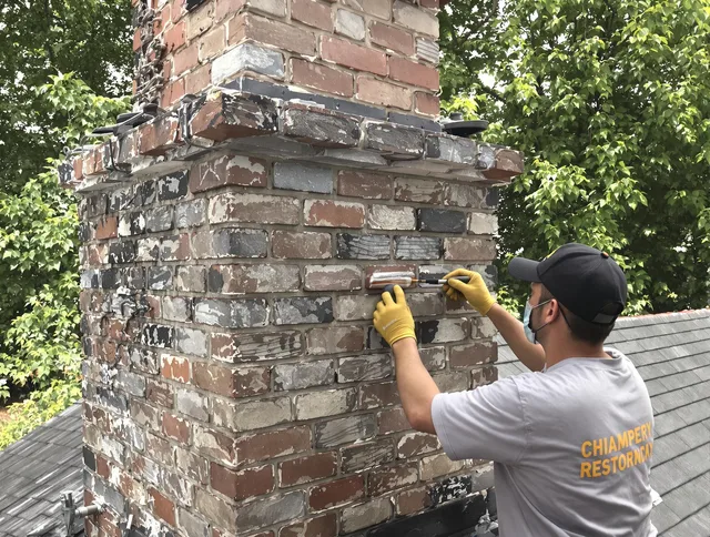 In-progress chimney restoration by Seven Hills Chimney Sweep in Seven Hills, OH