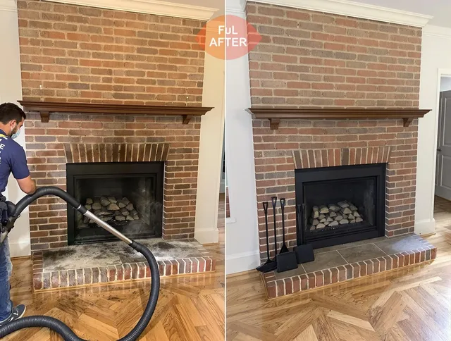 Seven Hills Chimney Sweep carefully sanitizing a fireplace in Seven Hills, OH